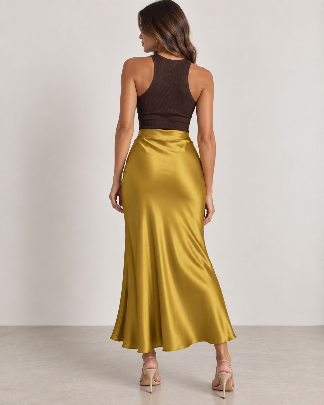 Mustard - Satin Slip Maxi Skirt
