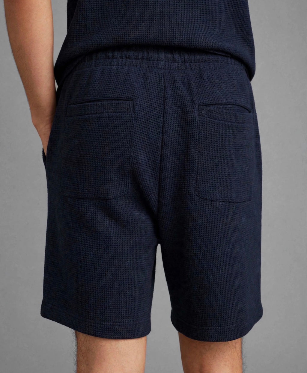 Monaco Textured Drawstring Shorts in Navy