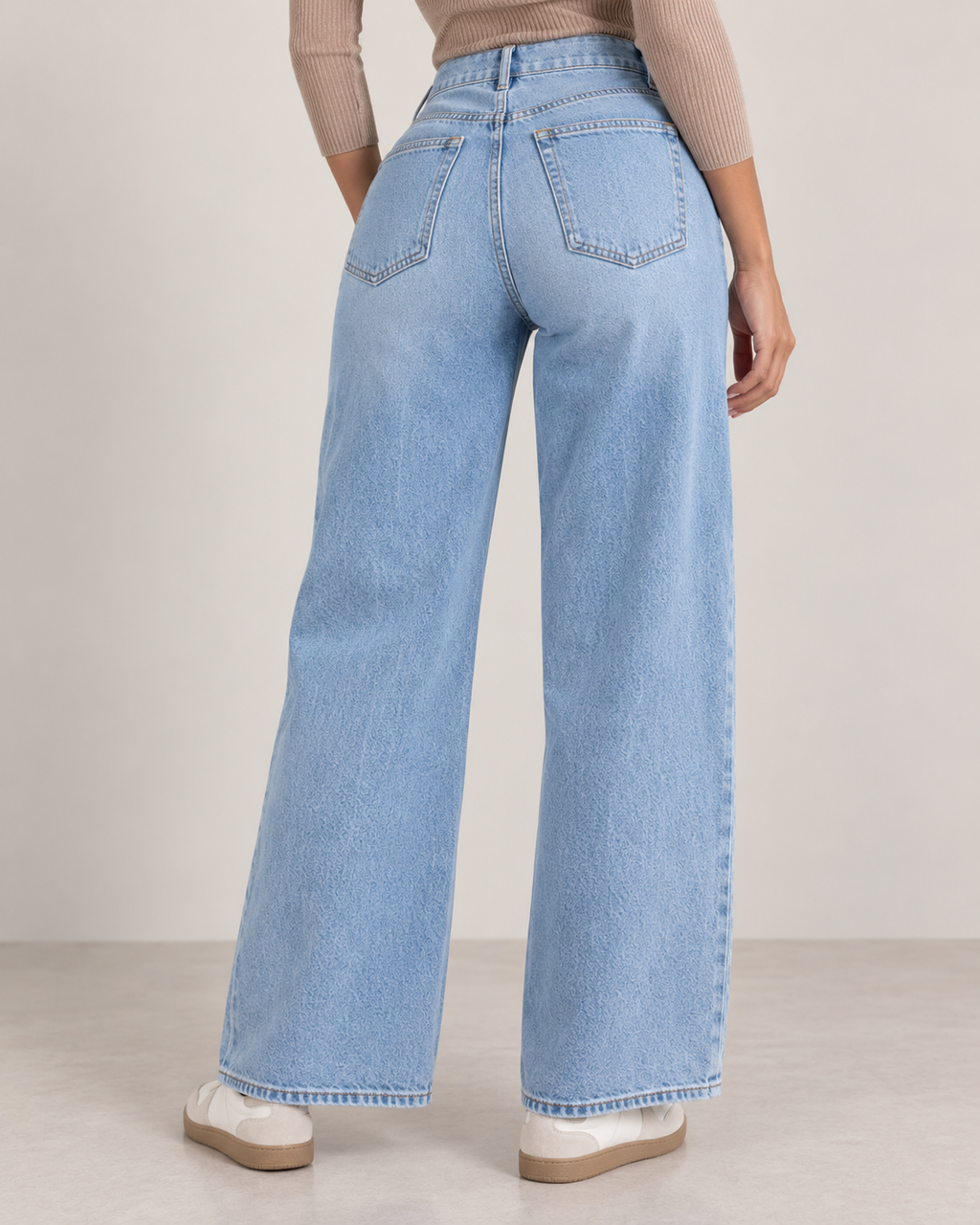 Light Blue Wide Leg High Waisted Jeans - Baggy Fit