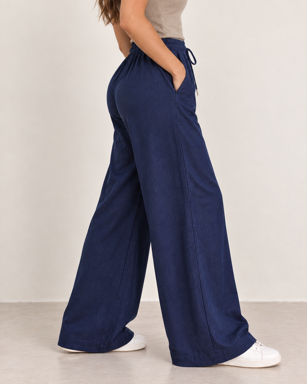 Navy - Linen Drawstring Pant
