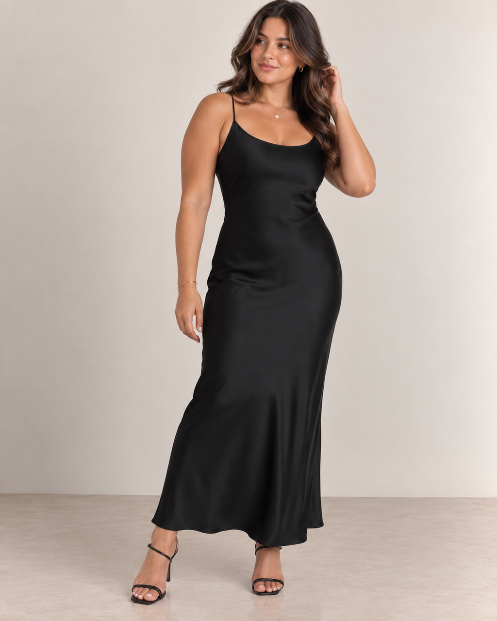 Luna Satin Slip Dress - Mildnight