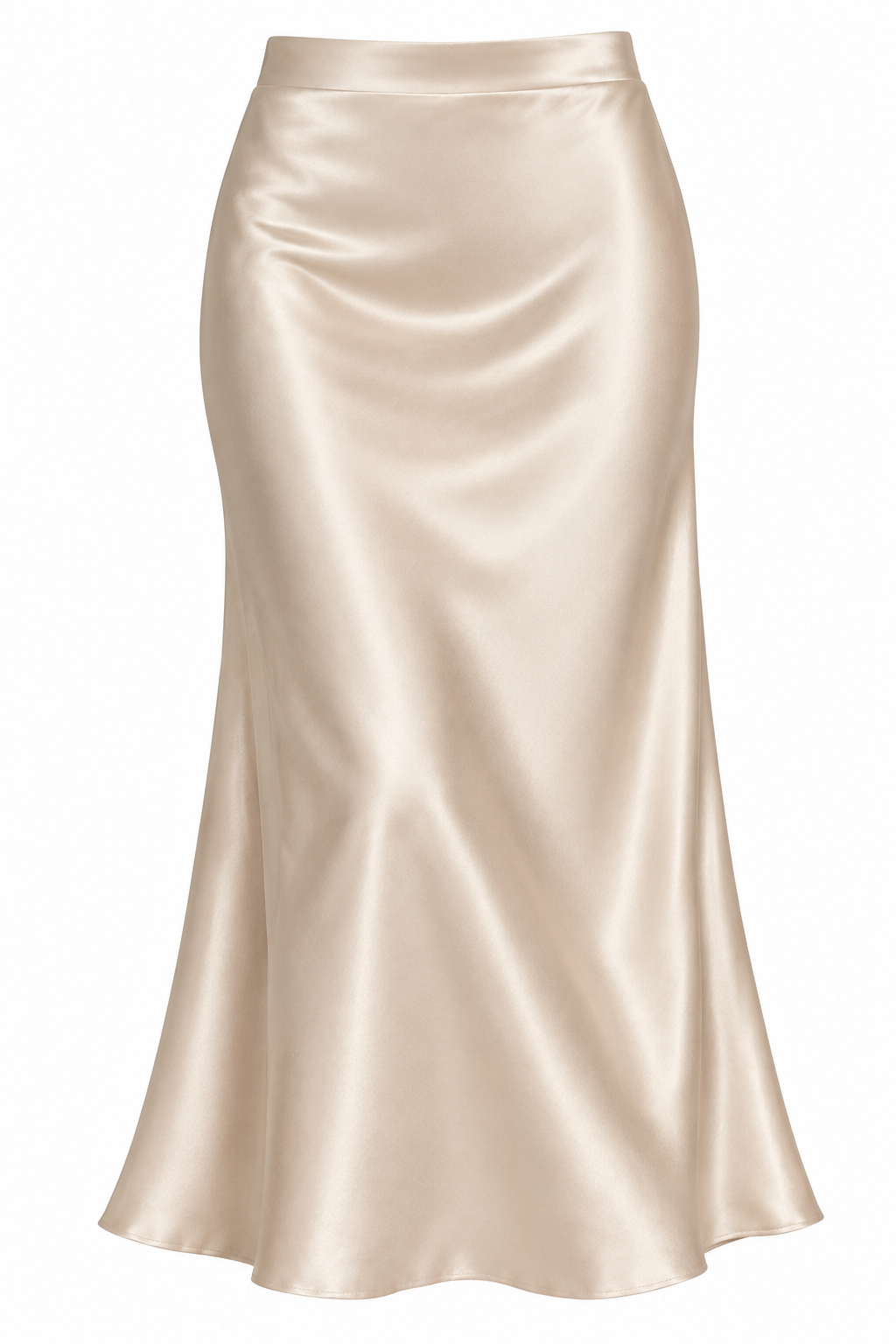 Champagne - Satin Slip Midi Skirt