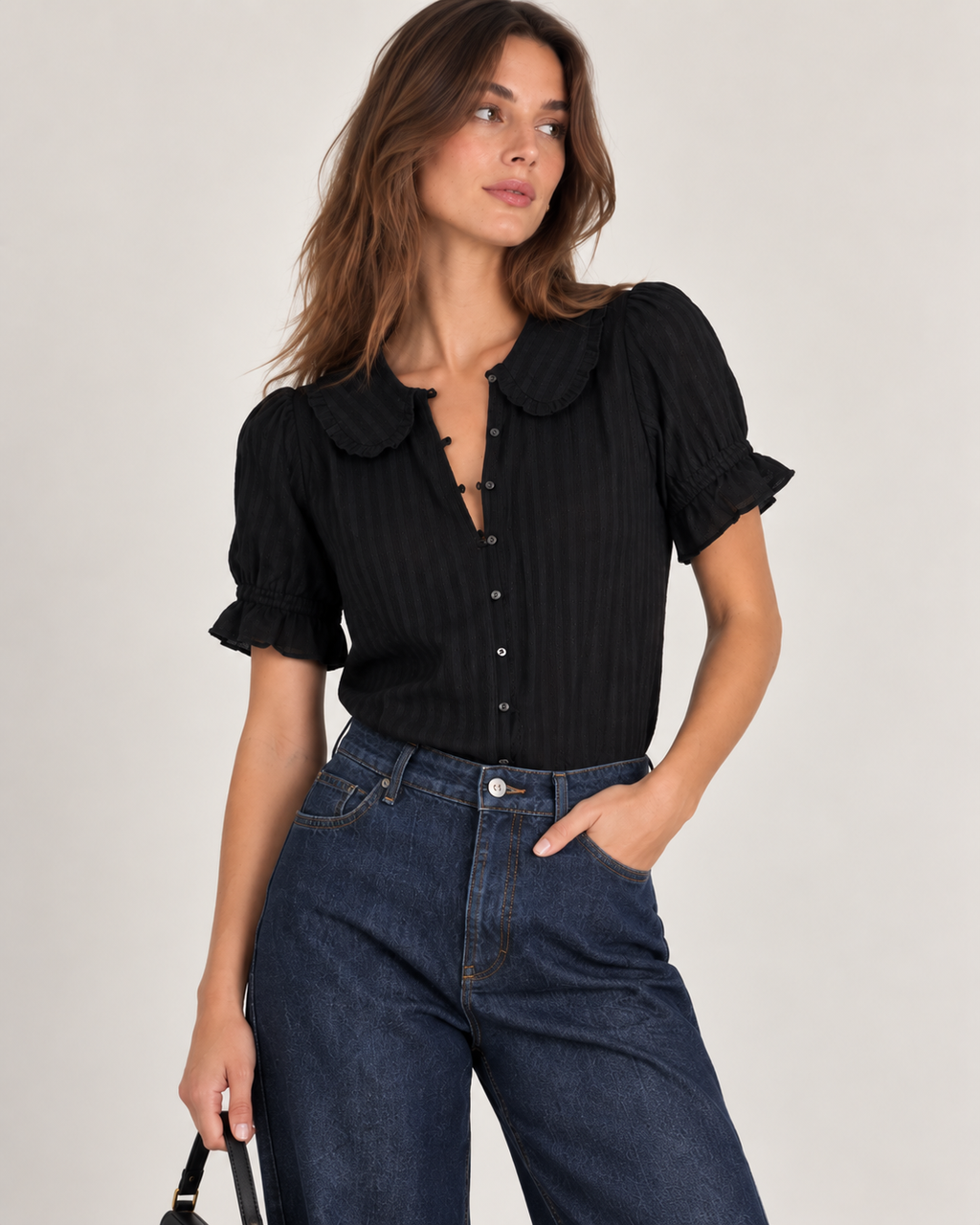Midnight - Coquette Ruffle Collar Blouse