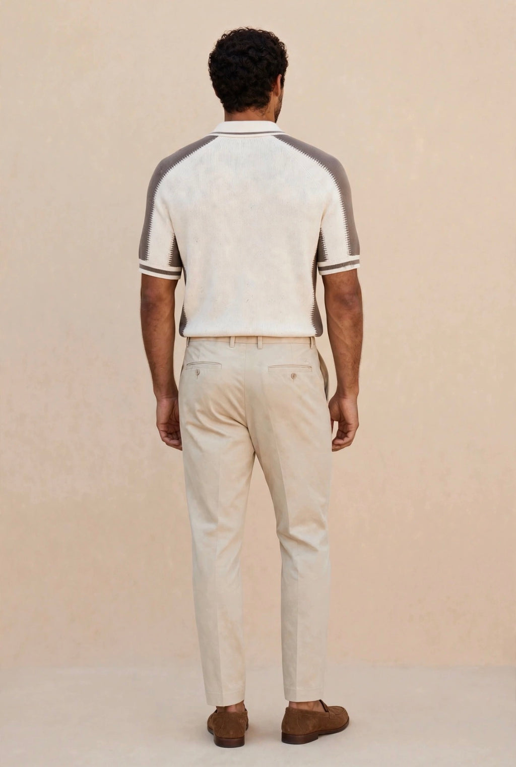 Stitch-Detail Half-Zip Knitted Polo - Ecru