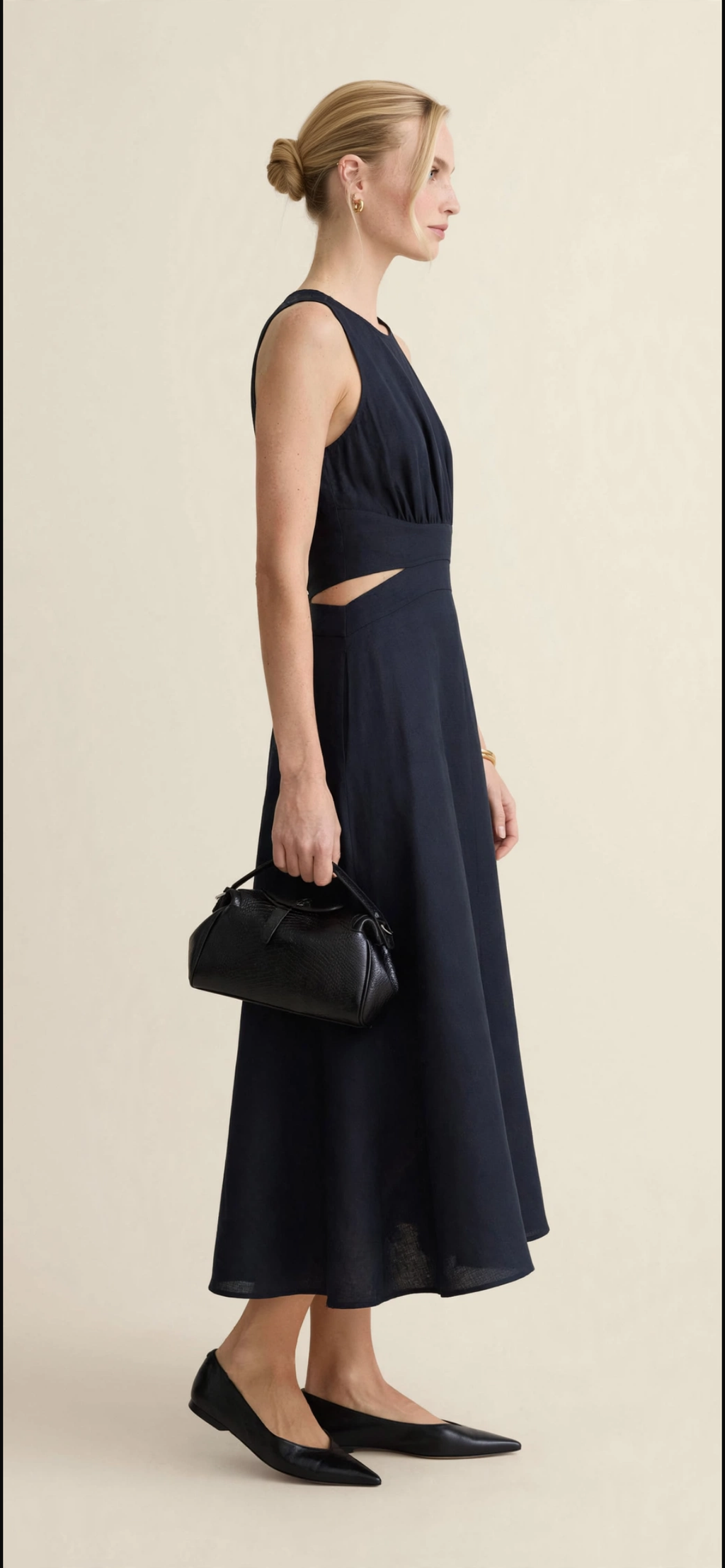 Noa Linen Cut Out - Dress Navy