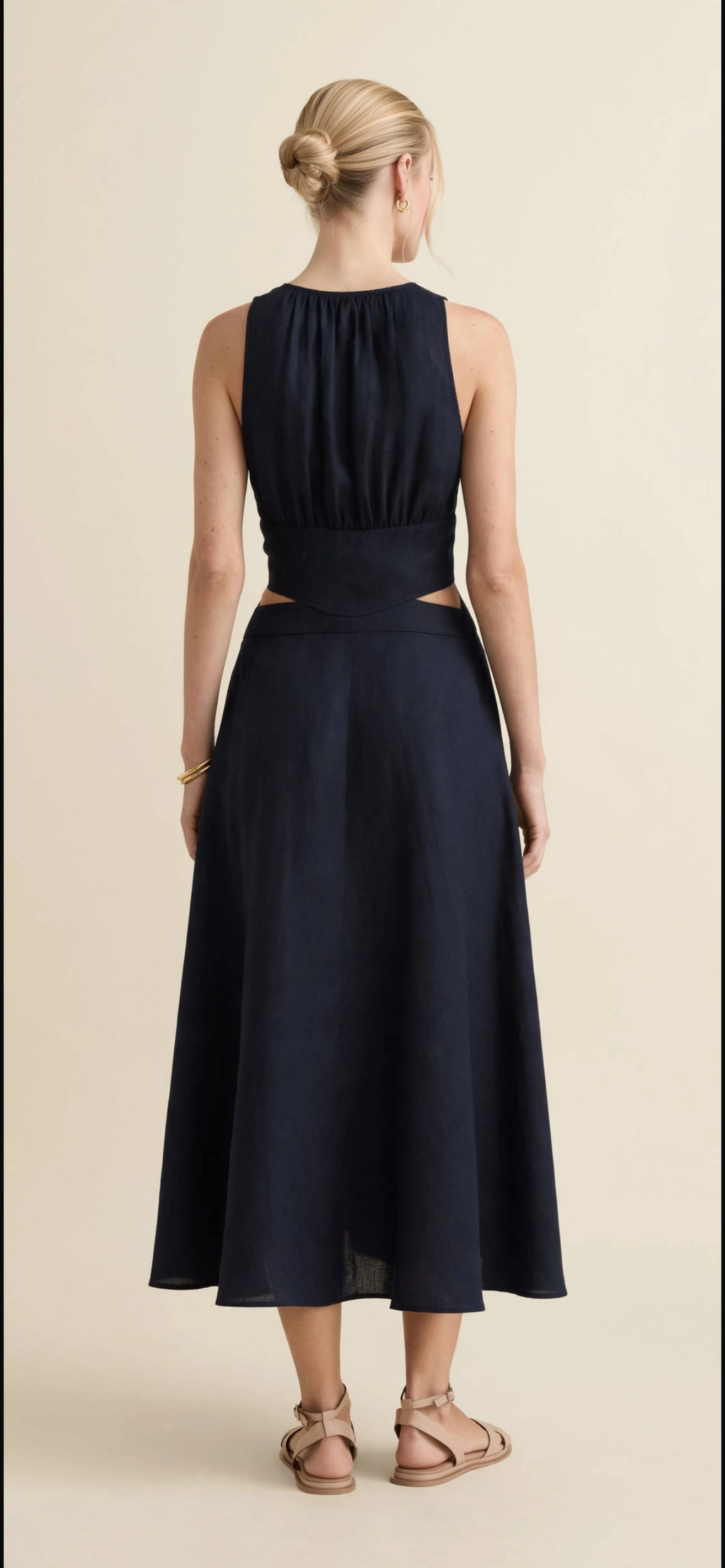 Noa Linen Cut Out - Dress Navy