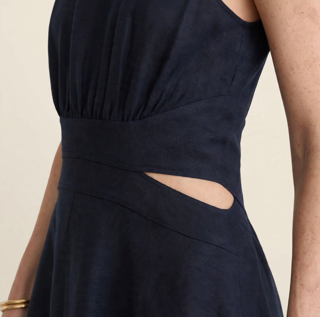 Noa Linen Cut Out - Dress Navy