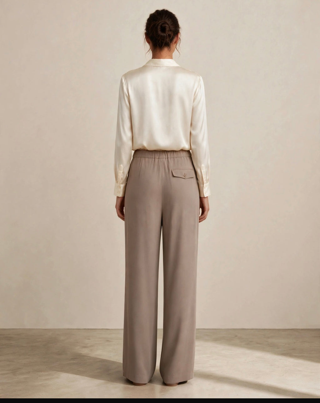 Sophia - Silk Drawstring Pants  DUNE