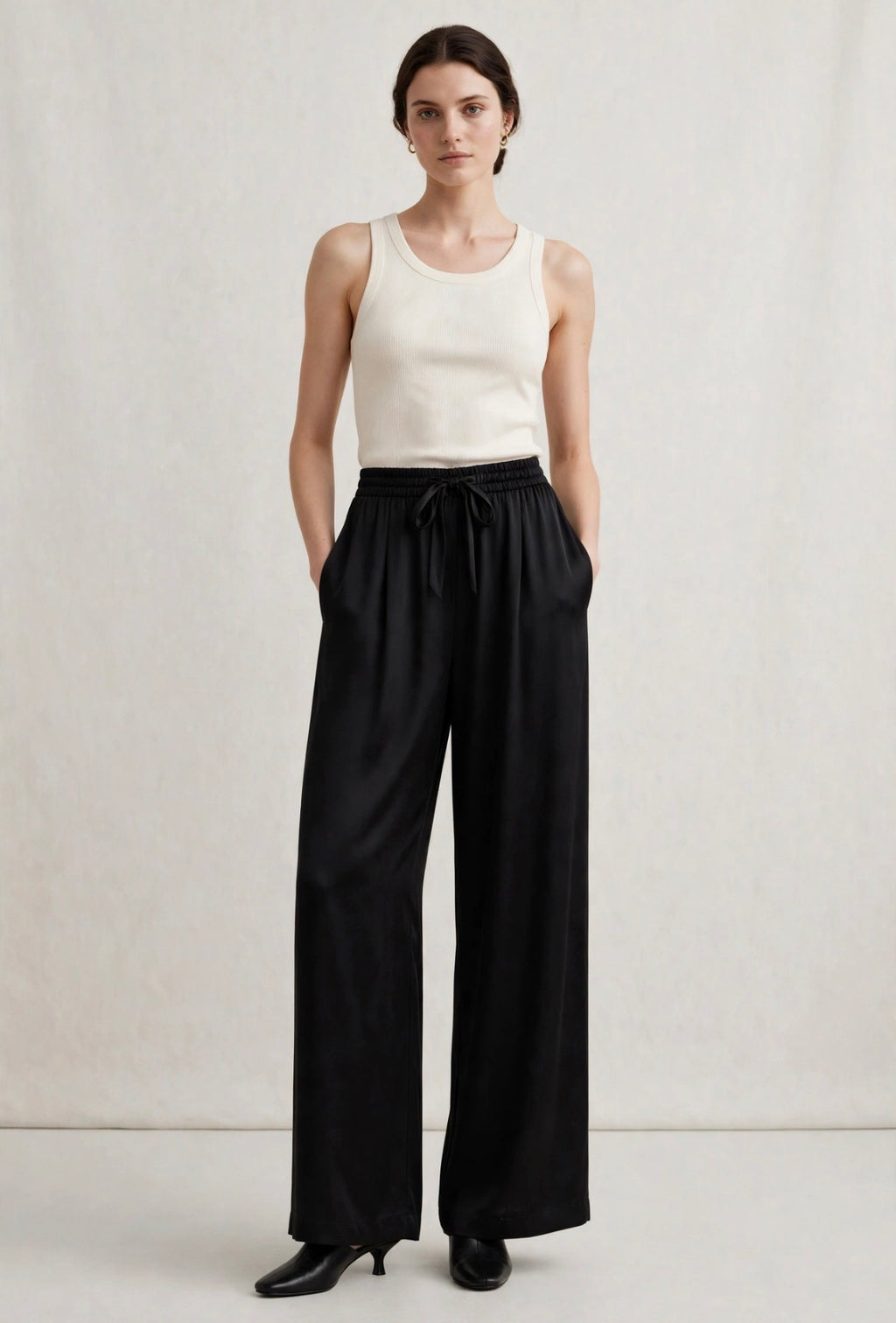 Sophia - Silk Drawstring Black
